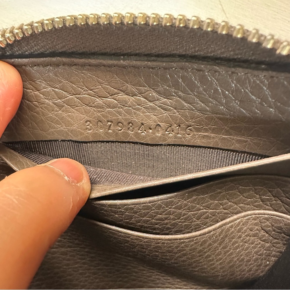 GUCCI Bamboo Tassel Swing Leather Zip Around Long Wallet Brown-Gray - Picture 7 of 10